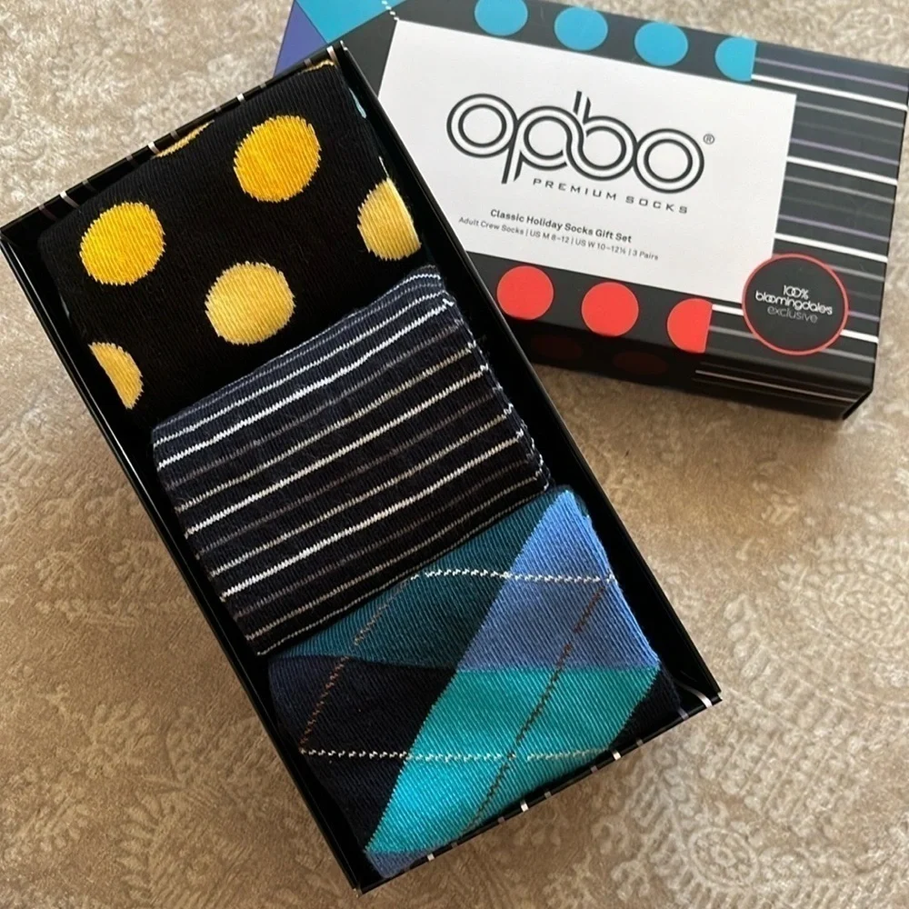 Brand New Men’s Dress Socks Colorful Argyle Patterned Cotton 3 Pack Gift Box